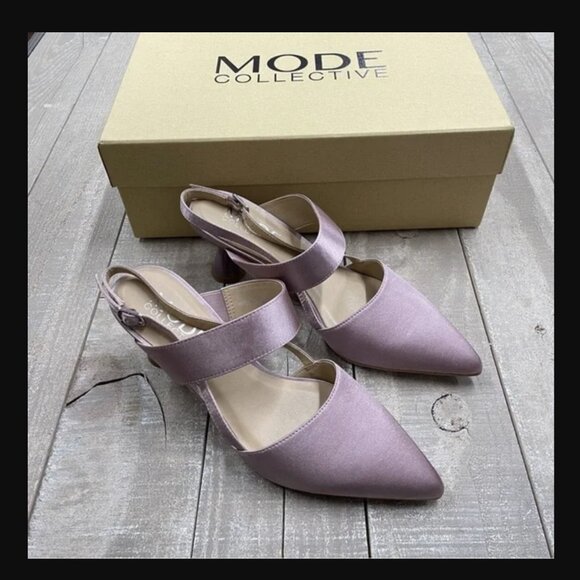 The MODE COLLECTIVE Formation Satin Mid Heel In Dust Pink - Picture 5 of 6